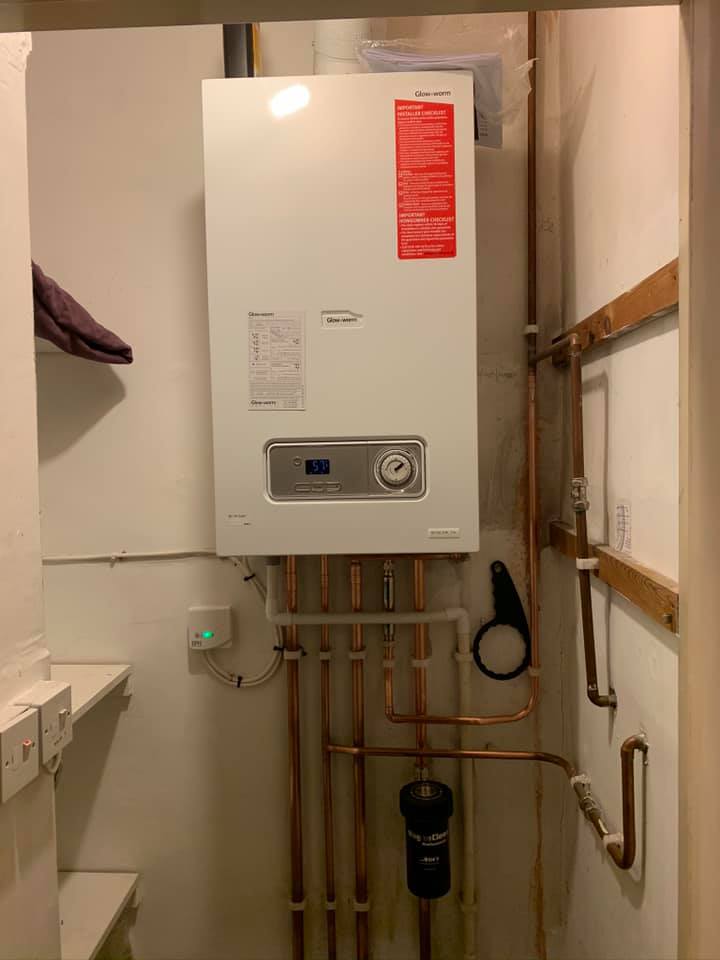 New combi boiler installed with new copper pipework below